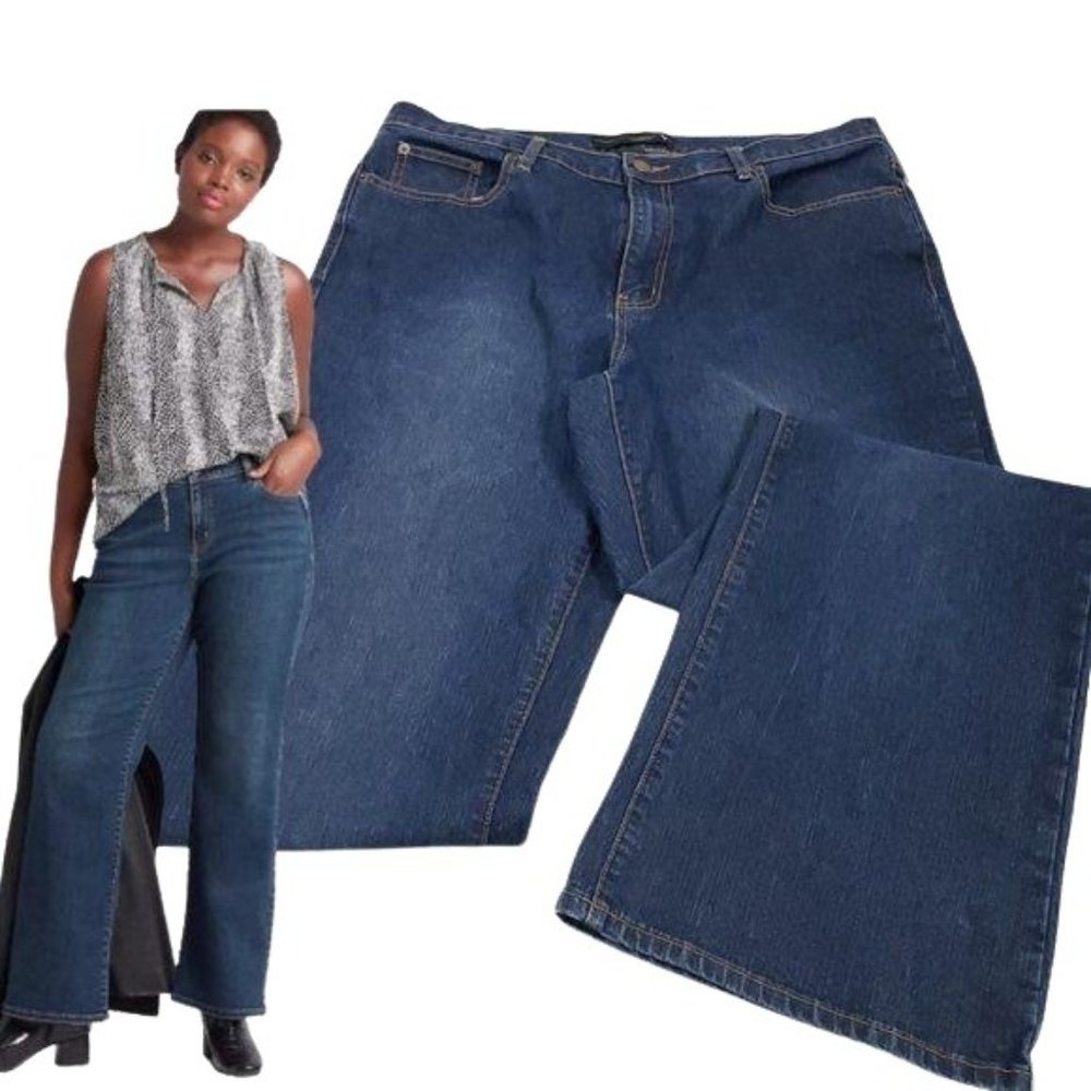 VENEZIA Dark Wash High Rise Boot Cut Jeans Plus Size 18 Tall